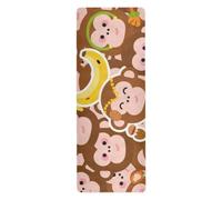 Tappetino da yoga portatile marrone a forma di scimmia, 1 mm, per esercizi, antiscivolo, antiscivolo, tappetino da yoga con borse, 180,3 x 66 cm