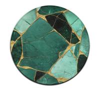 Tappetino da yoga rotondo grande, tappeto decorativo per divano in marmo verde smeraldo con glitter dorati, tappeto circolare