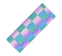 Tappetino da yoga stampato colorato rosa viola a scacchi da viaggio spesso 1 mm per le donne antiscivolo, con tappetino da yoga tapete para ejercicio 180,3 x 66 cm