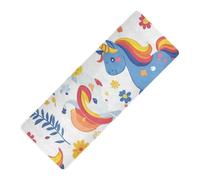 Tappetino da yoga stampato con unicorni floreali con cinghia per palestra a casa, gomma naturale antiscivolo, con copertura per borsa da yoga tapete para ejercicio 180,3 x 66 cm