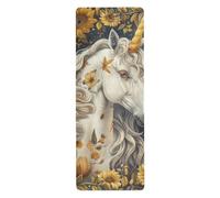 Tappetino da yoga vintage con unicorni girasoli non tossico per gli uomini stampati, antiscivolo, asciugamano da yoga con borsa per il trasporto tapete para ejercicio 180,3 x 66 cm