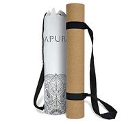 Tappetino da yoga XXL antiscivolo - sughero e gomma naturale 190 cm - extra lungo + tracolla + borsa a tracolla sostenibile (nero)