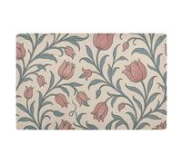 Tappetino decorativo con motivo floreale William Morris, per ingresso esterno, porta d'ingresso, 81,3 x 50,8 cm, retro in gomma antiscivolo e lavabile, assorbente, tappetino da cucina per corridoio
