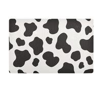 Tappetino decorativo con stampa mucca, nero, bianco, per esterni, con retro in gomma antiscivolo e lavabile, ultra sottile, per interni, 81,3 x 50,8 cm, tappeto da cucina per casa, ingresso esterno
