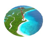 Tappetino decorativo per albero di Natale in poliestere felpato stampato con isola nel mare, 91,4 cm, morbido tappetino natalizio