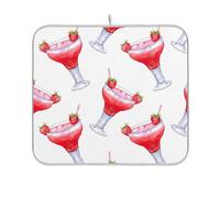 Tappetino decorativo per scolapiatti floreale assorbente ad asciugatura rapida, resistente al calore, per piatti secchi, bancone della cucina, cocktail alla fragola, 40,6 x 45,7 cm