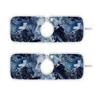 Tappetino di asciugatura per lavello da cucina assorbente appendibile Confezione da 2 tappetini per rubinetto ad asciugatura rapida Lavello Splash Guard & Protezioni 76,2 cm Astratto Blu Bianco Onde