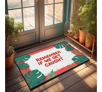 Tappetino di benvenuto autunnale per esterni, con scritta audace che incontra foglie tropicali: uno zerbino dal design vivace, decorazione per la stanza da uomo, con detti divertenti (40 x 60 cm)