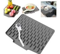 Tappetino di drenaggio multifunzionale e pieghevole, grande tappetino scolapiatti in silicone, resistente al calore, antiscivolo, con bordo di scarico integrato, facile da pulire, ecologico, con 1