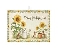 Tappetino di essiccazione per piatti di girasole per bancone della cucina classico verde floreale assorbente scolapiatti tampone di asciugatura in microfibra per giardino primaverile per