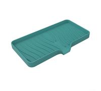 Tappetino di scarico in silicone per lavello da cucina, tappetino scolapiatti con bordo per dirigere il flusso d'acqua nel lavandino per stoviglie (verde)