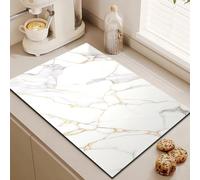 Tappetino di scarico super assorbente in marmo bianco con fondo antiscivolo, ideale per bancone della cucina, macchina da caffè, bar, 40 x 50 cm, accessorio da cucina elegante e funzionale