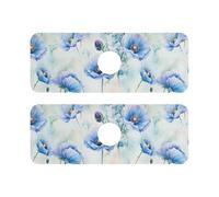 Tappetino diatomaceo dietro il rubinetto per lavello della cucina assorbente 2 pezzi lavello rubinetto tappetino tappetino previene l'accumulo di umidità 37,3 x 13,7 cm -- Bhutan papavero blu bellezza