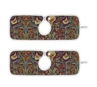 Tappetino dietro rubinetto per lavello da cucina assorbente appendibile 2 confezioni rubinetto paraspruzzi tappetino per cucina bagni 50 cm Calla Lily Rosso Blu William Morris Pattern