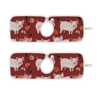 tappetino dietro rubinetto per lavello da cucina lavello protezione appendibile 2 Pack tappetino per rubinetto lavello Splash Guard & Protezioni 14 9 "Cartoon Pet Pig Terracotta