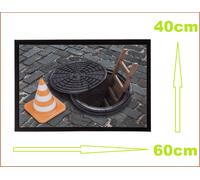 Kanalschacht-3D-Optik-Leiter-in-die-Unterwelt-Fußmatte Zerbino 60x40cm