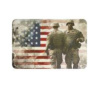 Tappetino d'ingresso stampato con motivo "Giorno della Memoria Patriottico" dei soldati dell'esercito americano, morbido tappetino di benvenuto, 16"x24", tappetino d'ingresso antiscivolo per pavimenti