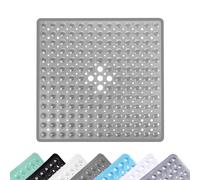 Tappetino Doccia Antiscivolo, Tappetino da Bagno con Ventose 53 x 53 cm, Tappeto da Bagno Quadrato Antiscivolo Massaggiante, Lavabile in Lavatrice, per Doccia, Trasparente Grigio