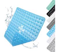 Tappetino Doccia Antiscivolo, Tappeto Doccia Antiscivolo 53x53cm con Ventose, Tappetino da Bagno Lavabile in Lavatrice, Tappetino Doccia Quadrato, con Fori di Scarico, Blu Trasparente