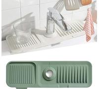 Tappetino drenante in silicone per lavello da cucina, paraspruzzi per rubinetto in silicone, paraspruzzi per rubinetto della cucina, protezione assorbente per lavello (verde)