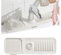 Tappetino drenante in silicone per lavello da cucina, paraspruzzi per rubinetto in silicone, paraspruzzi per rubinetto della cucina, tappetino assorbente per lavello (bianco)