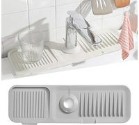 Tappetino drenante in silicone per lavello da cucina, paraspruzzi per rubinetto in silicone, paraspruzzi per rubinetto della cucina, protezione assorbente per lavello (grigio scuro)
