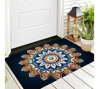 Tappetino Entrata Arancione Blu Mandala Simmetrico Zerbino Piante Indiane Zerbini Di Benvenuto Per Cucina Interno Terrazzo Posteriori Esterno Porte Anteriori La Casa,40X60Cm
