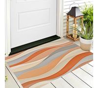 Tappetino Entrata Beige Arancione Linee Ondulate Zerbino Arte Astratta Zerbini Di Benvenuto Per Cucina Interno Terrazzo Posteriori Esterno Porte Anteriori La Casa,90X150Cm