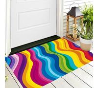 Tappetino Entrata Colori Dell'Arcobaleno Strisce Arcobaleno Zerbino Arte Astratta Zerbini Di Benvenuto Per Cucina Interno Terrazzo Posteriori Esterno Porte Anteriori La Casa,90X150Cm