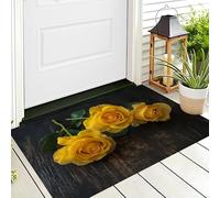 Tappetino Entrata Giallo Rose Da Tavolo In Legno Zerbino Piante Retrò Zerbini Di Benvenuto Per Cucina Interno Terrazzo Posteriori Esterno Porte Anteriori La Casa,70X100Cm