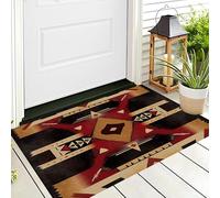 Tappetino Entrata Marrone Rossastro Geometria Simbolica Zerbino Arte Indiana Zerbini Di Benvenuto Per Cucina Interno Terrazzo Posteriori Esterno Porte Anteriori La Casa,70X100Cm