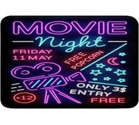 Tappetino Entrata Neon Sign Movie Theater Cinema Ticket Tappetino Esterno Assorbente Antiscivolo Tappeto D'Ingresso Per Posteriori La Casa 40X60Cm