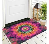 Tappetino Entrata Rosa Mandala Vorticoso Zerbino Arte Psichedelica Zerbini Di Benvenuto Per Cucina Interno Terrazzo Posteriori Esterno Porte Anteriori La Casa,60X90Cm