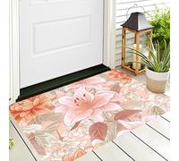 Tappetino Entrata Rosa Pesca Giglio Dalia Zerbino Piante Eleganti Zerbini Di Benvenuto Per Cucina Interno Terrazzo Posteriori Esterno Porte Anteriori La Casa,90X150Cm