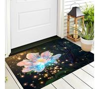 Tappetino Entrata Rosa Verde Fiori Di Lucciola Zerbino Piante Forestali Zerbini Di Benvenuto Per Cucina Interno Terrazzo Posteriori Esterno Porte Anteriori La Casa,50X80Cm