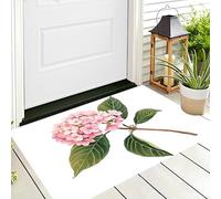 Tappetino Entrata Rosa Verde Foglie Verdi Di Ortensia Zerbino Piante Acquerellate Zerbini Di Benvenuto Per Cucina Interno Terrazzo Posteriori Esterno Porte Anteriori La Casa,50X80Cm