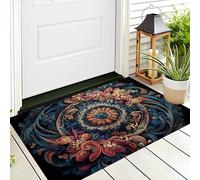 Tappetino Entrata Rosso Blu Mandala Vorticoso Zerbino Piante Naturali Zerbini Di Benvenuto Per Cucina Interno Terrazzo Posteriori Esterno Porte Anteriori La Casa,70X100Cm