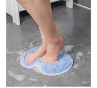 Tappetino esfoliante per piedi da doccia, da bagno, per la schiena e i piedi, con ventosa, per uomini e donne (blu, confezione da 2)