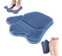Tappetino esfoliante per piedi e schiena, con ventose, per massaggiare i piedi e la schiena, con setole morbide per la pulizia profonda delle dita dei piedi e della pelle morta (blu)