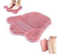 Tappetino esfoliante per piedi e schiena, con ventose, per massaggiare i piedi e la schiena, con setole morbide per la pulizia profonda delle dita dei piedi e della pelle morta, colore rosa