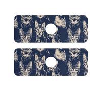 Tappetino essiccante in pietra diatomacea per lavello da cucina previene l'umidità, set di 2 tappetini per lavello da cucina per cucina e bagno, 37,3 x 13,7 cm, motivo: gatti abissini di bellezza, blu