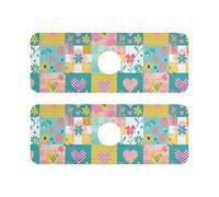 Tappetino essiccante in pietra diatomacea per lavello da cucina riutilizzabile e decorato, set di 2 tappetini intorno al lavello della cucina per bagno della cucina 37,3 x 13,7 cm -- Patch Work Pastel