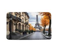 Tappetino Esterno Eiffel Tower Paris France City Street Town Italy European Ancient Architecture Fall Tree Rustic Zerbino Lavabile Stampata Tappeto Per Posteriori Porte Anteriori 40X60Cm