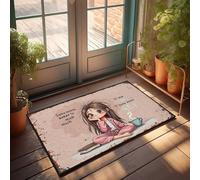 Tappetino esterno per porta d'ingresso, per rilassarsi con una tazza di tè: un momento di pace di una ragazza, tappeto retrò decorativo per la stanza emo, 40 x 60 cm