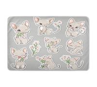 Tappetino extra large riutilizzabile per imparare a usare il vasino, morbido, assorbente, per bagnare il letto, per bambini, 132 x 86,4 cm, motivo: gatti pasquali, Cornish Rex, colore argento