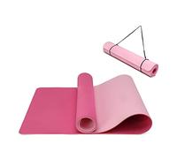 Tappetino Fitness, Tappetini Yoga Antiscivolo in Ecologico TPE, Tappeto Palestra per Pilates Ginnastica con Linea di Posizione e Cinturino Yoga Mat 183*61*0.6cm (Prugna - Rosa)