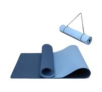 Tappetino Fitness, Tappetini Yoga Antiscivolo in Ecologico TPE, Tappeto Palestra per Pilates Ginnastica con Linea di Posizione e Cinturino Yoga Mat 183*61*0.6cm (Marina Militare - Blu)