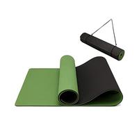 Tappetino Fitness, Tappetini Yoga Antiscivolo in Ecologico TPE, Tappeto Palestra per Pilates Ginnastica con Linea di Posizione e Cinturino Yoga Mat 183 * 61 * 0.6cm (Verde - Nero)