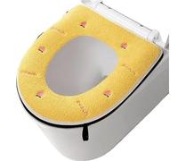 Tappetino for WC Ispessito Copriwater Ricamato con Cerniera Universale Four Seasons Cuscino for Sedile WC Domestico per la Maggior Parte dei coperchi dei WC(Yellow)
