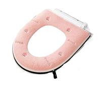 Tappetino for WC Ispessito Copriwater Ricamato con Cerniera Universale Four Seasons Cuscino for Sedile WC Domestico per la Maggior Parte dei coperchi dei WC(Pink)